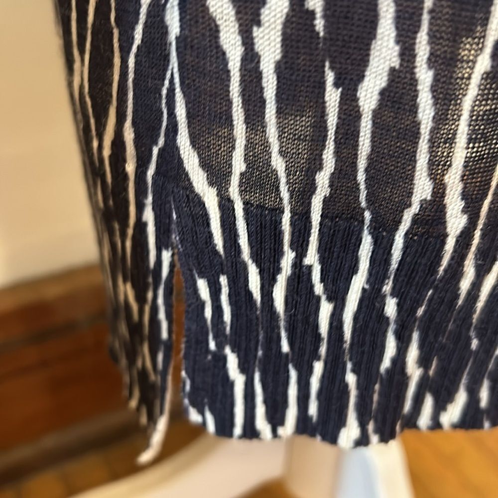 Loft blue white patterned long sleeve open cardigan Size M New - Picture 4 of 10